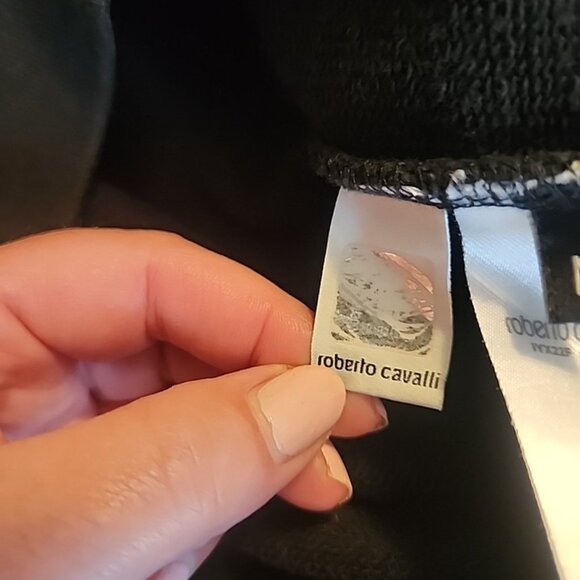 Roberto Cavalli Sport Racing Stripe Sweatshirt Black and Yellow Size Medium - Picture 5 of 5